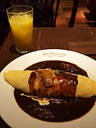 Omurice with demi-glace sauce.
