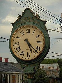 A street clock in downtown Sharpsburg, October 2007