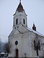 The Roman Catholic church of the bygone Bukovina German community in Stulpicani in winter