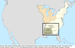 Map of the change to the United States in central North America on April 26, 1802