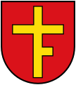 goldenes Patriarchenkreuz mit halbem unterem Querbalken (links)
