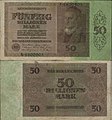 50 Bio. Mark (50.000.000.000.000 Mark) 10. Februar 1924 – (Wert 50 Rentenmark – Wechselkurs 15. November 1923)