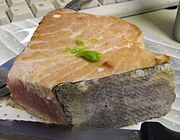 Lightly cooked albacore steak
