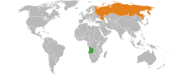 Map indicating locations of Angola and Russia