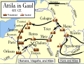 Map of Attila's campaign