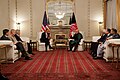 U.S. President Barack Obama and Afghan President Hamid Karzai during the May 2012 US-Afghan strategic agreement signing