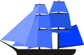 Brig: two square-rigged masts and headsails