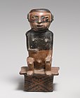Male figure-shaped coca chewer on bench; 9th–15th century; ceramic; height: 21.6 cm (81⁄2 in.), width: 10.2 cm (4 in.); Metropolitan Museum of Art