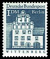 Dauermarke aus dem Briefmarken-Jahrgang 1966 der Deutschen Bundespost Berlin mit dem Melanchthon-Haus in Wittenberg