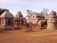 Pancha Rathas monolith rock-cut temples, late 7th century