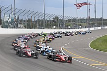 IndyCar 3-wide salute before the start of the 2021 Bommarito Automotive Group 500.