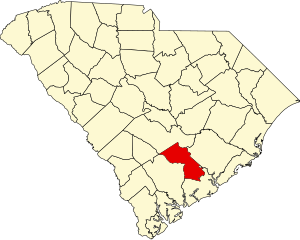 Map of South Carolina highlighting Dorchester County