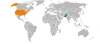 Location map for Pakistan and the United States.