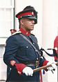 Regimental Sergeant Major in Royal Bermuda Regiment No. 1 dress with red facings