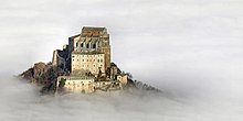 Saint Michael's Abbey over the fog
