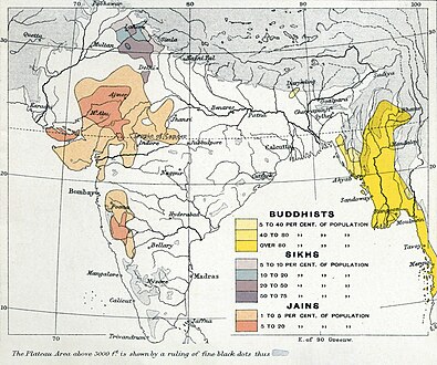 Anteil der Sikhs, Buddhisten und Jains