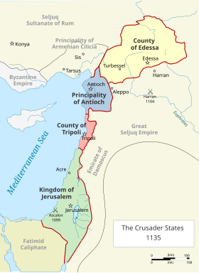 map of the Crusader States (1135)