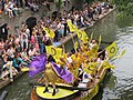 Intersex activists on a boat at Utrecht Canal Pride in the Netherlands, on June 16, 2018