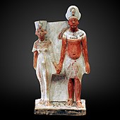 Akhenaten and Nefertiti; 1345 BC; painted limestone; height: 22.2 cm, width: 12.3 cm, thickness: 9.8 cm