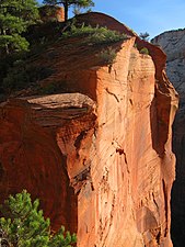 Angel's Landing in Zion National Park in Utah is made of pink sandstone.