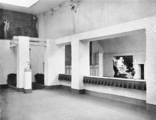 Installation by Josef Hoffmann of the Beethoven Frieze by Gustav Klimt in the Secession Building (1902)