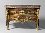 Rococo commode; 1730–1745; spruce, oak, violet, rosewood, coniferous, gilt-bronze ornaments, copper, and marble; height: 82 cm; Rijksmuseum (Amsterdam, the Netherlands)