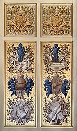 Baroque – grotesques on a door in the Galerie d'Apollon, Louvre Palace, Paris, by Louis Le Vau and Charles Le Brun, after 1661[20]