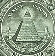 1-US-Dollar-Banknote mit Mikroschrift und Guillochen in der Pyramide