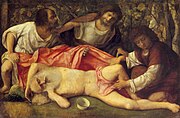 Giovanni Bellini, Drunkenness of Noah, 1515, oil on canvas, 103 × 157 cm.