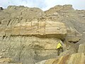 Image 2A geologist studies the Ashdown Formation on the East Sussex coast (from Geology of East Sussex)