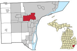 Location within Wayne County, Michigan