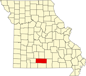 Map of Missouri highlighting Douglas County