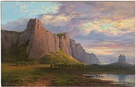 Nicholas Chevalier, Mount Arapiles and the Mitre Rock, 1863