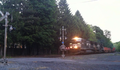 Norfolk Southern westbound train on the Lehigh Line passing through a crossing near Flemington, New Jersey, Picture 1