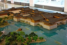 Model reconstruction of the Anapji Pond royal complex.