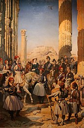 Le duc de Montpensier visitant les ruines du temple de Jupiter à Athènes, c 1848, Museum of European and Mediterranean Civilisations