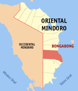 Map of Oriental Mindoro with Bongabong highlighted