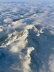 Aerial view of Mont Blanc from 9,000 meters above sea level, picture taken by Thomas Vautrin.