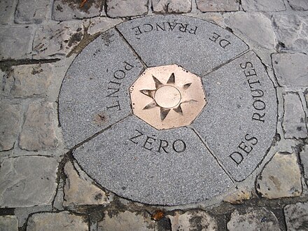 Medallion indicating the Kilometer zero of the French highways, installed in 1924