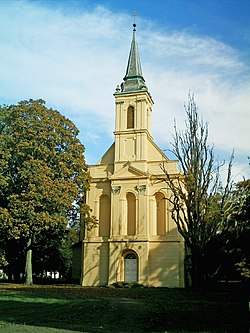 Baroque church of Ivenack, part of the palace garden