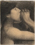 L'Écho, study for Une Baignade, Asnières (Bathing Place, Asnières), 1883–84, Yale University Art Gallery