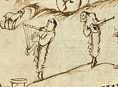 Utrecht Psalter, c. 850, cythara and harp