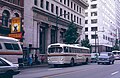 A trolley bus on Hastings Street in downtown in 1981