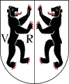 Wappen des Kantons Appenzell (beider Rhoden), so verwendet im offiziellen Siegel der Eidgenossenschaft von 1948 (fand aber ausserhalb desselben kaum Verwendung)