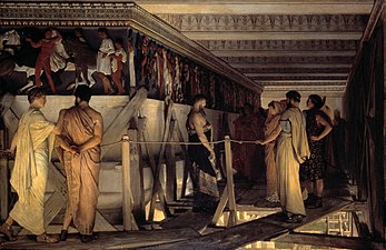 Phidias Showing the Frieze of the Parthenon to his Friends by Lawrence Alma-Tadema