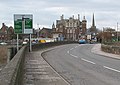 A466 crosses the Wye Bridge, view towards Monmouth School