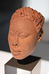 Head of a king or dignitary; by artists of the Yoruba people; 12th-15th century; terracotta; 19 cm; discovered at Ife (Nigeria); Ethnological Museum of Berlin, Germany
