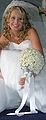 A bride with a Stephanotis bouquet