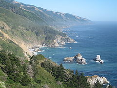 Big Sur - Midcounty coastline with the McWay Rocks in foreground