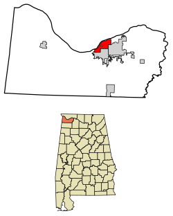 Location of Sheffield in Colbert County, Alabama.